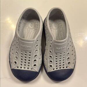 Native Gray and Blue Water Shoes Slip-On Perforated Design